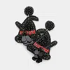 Fashnzfab Rhinestone Beaded Witch Hat Dangle Earrings In Black