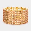 Fashnzfab Rhinestone Bling Stretch Bracelet Gold, Peach In Gold