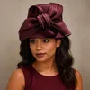 Fashnzfab Rhinestone Bow Accent Elegant Dressy Hat In Burgundy