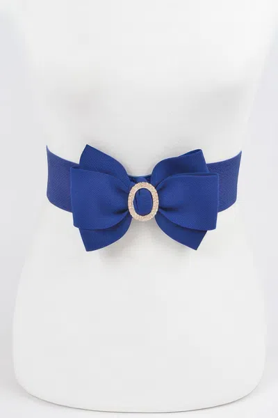 Fashnzfab Rhinestone Bow Buckle Stretch Belt In Green