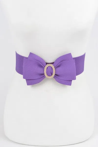 Fashnzfab Rhinestone Bow Buckle Stretch Belt In Orange