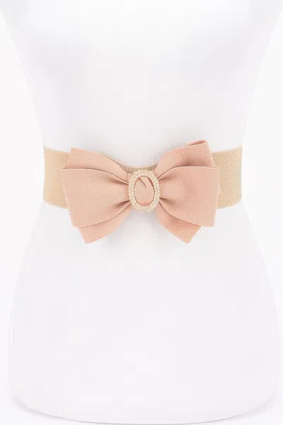 Fashnzfab Rhinestone Bow Buckle Stretch Belt In Pattern