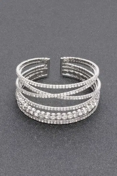 Fashnzfab Rhinestone Bracelet In Silver