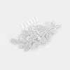 Fashnzfab Rhinestone Branch Leaf Pave Hair Comb In Metallic