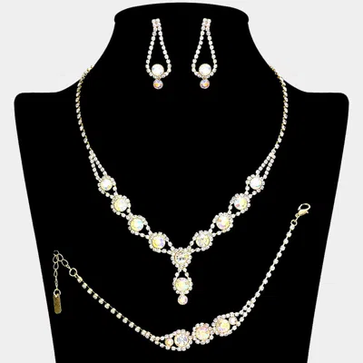 Fashnzfab Rhinestone Bubble Necklace Jewelry Set In Black