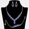 Fashnzfab Rhinestone Bubble Necklace Jewelry Set In Blue
