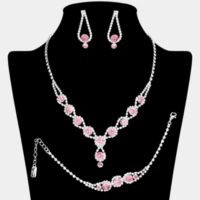 Fashnzfab Rhinestone Bubble Necklace Jewelry Set In Metallic