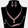 Fashnzfab Rhinestone Bubble Necklace Jewelry Set In Silver