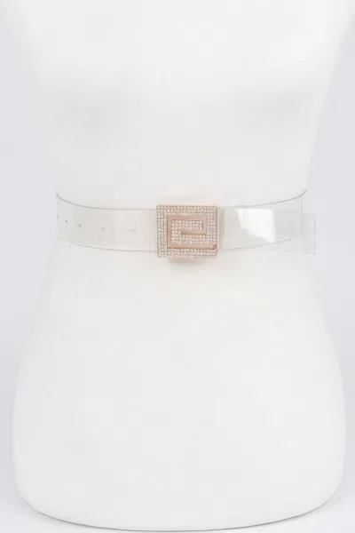 Fashnzfab Rhinestone Buckle Vegan Belt In Purple