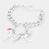 Fashnzfab Rhinestone Bullet Metal Handcuffs Enamel Lightning Charm Bracelet Rhodium In Multi