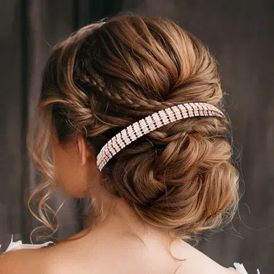 Fashnzfab Rhinestone Bun Wrap Headpiece In Metallic