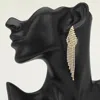 Fashnzfab Rhinestone Cascade Tassel Drop Evening Earrings - Clear, Gold In Gold