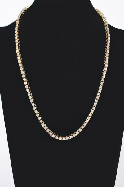 Fashnzfab Rhinestone Chain Layered Necklace 60cm In Gold