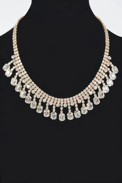 Fashnzfab Rhinestone Choker In Gold