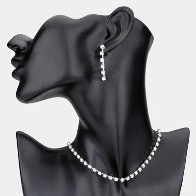 Fashnzfab Rhinestone Choker Necklace In Black