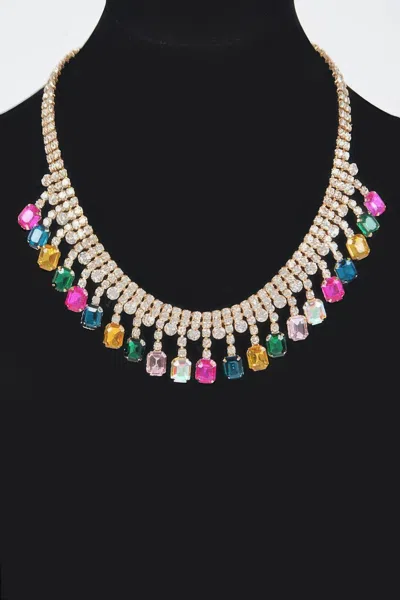 Fashnzfab Rhinestone Choker In Red