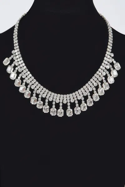 Fashnzfab Rhinestone Choker In Silver