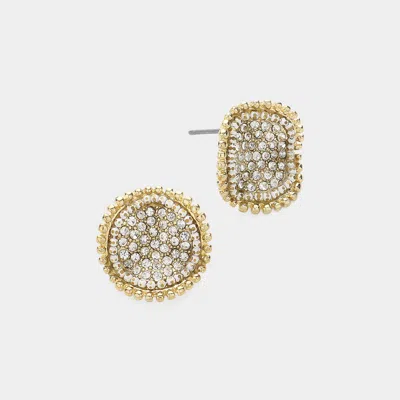 Fashnzfab Rhinestone Cluster Crushed Round Stud Earrings In Multi