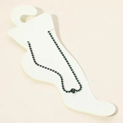 Fashnzfab Rhinestone Cluster Evening Anklet In Green