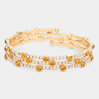 Fashnzfab Rhinestone Coil Evening Bracelet Gold, Lt Col Topaz In Multi