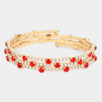 Fashnzfab Rhinestone Coil Evening Bracelet Gold, Siam In Multi