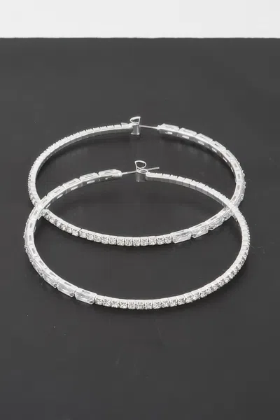 Fashnzfab Rhinestone Crystal Hoop Earrings In Multi