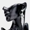 Fashnzfab Rhinestone Crystal Leaf Drop Evening Earrings - Ab, Silver In Metallic