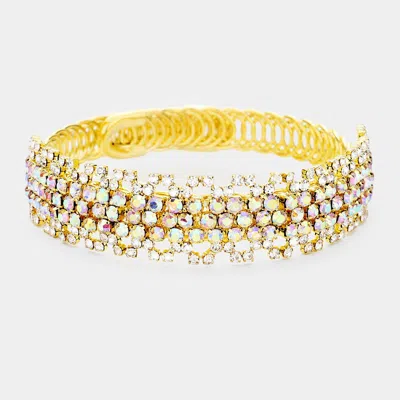 Fashnzfab Rhinestone Crystal Pave Evening Bracelet Ab, Gold In Multi