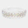 Fashnzfab Rhinestone Crystal Pave Evening Bracelet Ab, Silver In Metallic