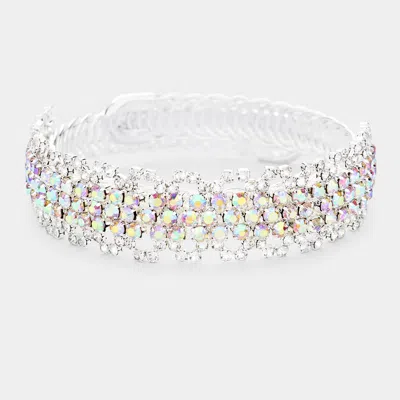 Fashnzfab Rhinestone Crystal Pave Evening Bracelet Ab, Silver In Metallic