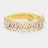 Fashnzfab Rhinestone Crystal Pave Evening Bracelet Clear, Gold In Multi