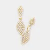 Fashnzfab Rhinestone Crystal Pave Rhombus Evening Earrings - Clear, Gold In Gold