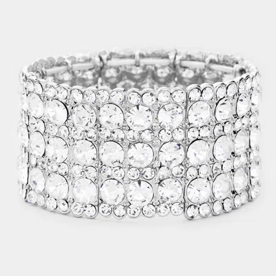 Fashnzfab Rhinestone Crystal Stretch Evening Bracelet In Pattern
