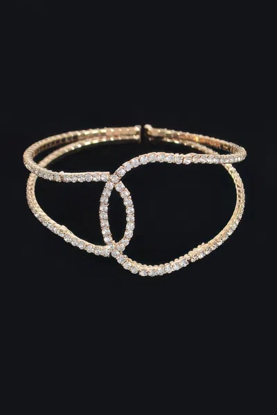 Fashnzfab Rhinestone Cuff Bracelet In Gold
