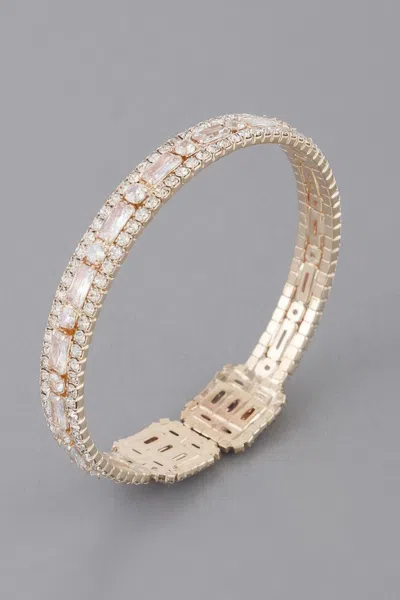Fashnzfab Rhinestone Cuff Bracelet In Multi