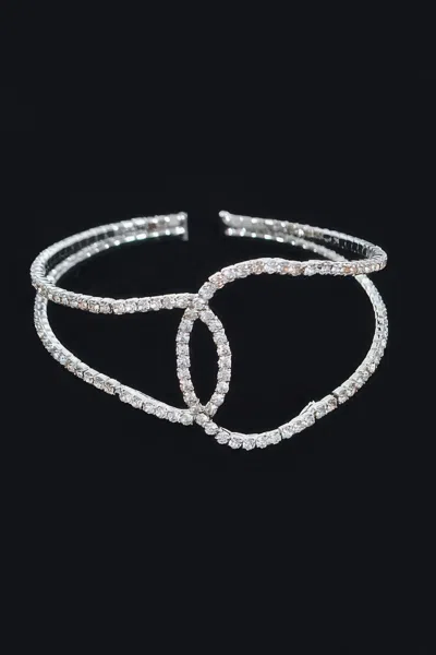 Fashnzfab Rhinestone Cuff Bracelet In Silver