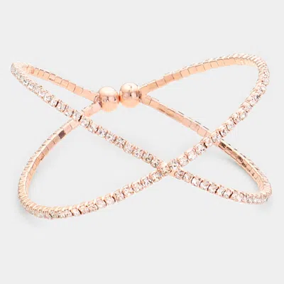 Fashnzfab Rhinestone Cuff Evening Bracelet Clear, Rose Gold In Multi