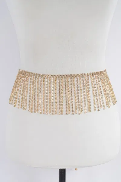 Fashnzfab Rhinestone Curtain Belt In Pattern