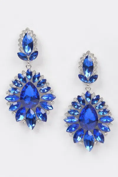 Fashnzfab Rhinestone Dangle Earring In Blue