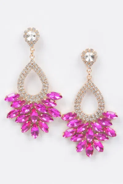 Fashnzfab Rhinestone Dangle Earring In Pink