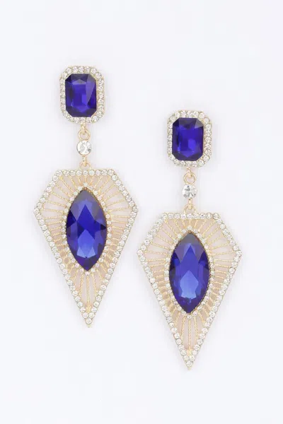 Fashnzfab Rhinestone Earring In Blue
