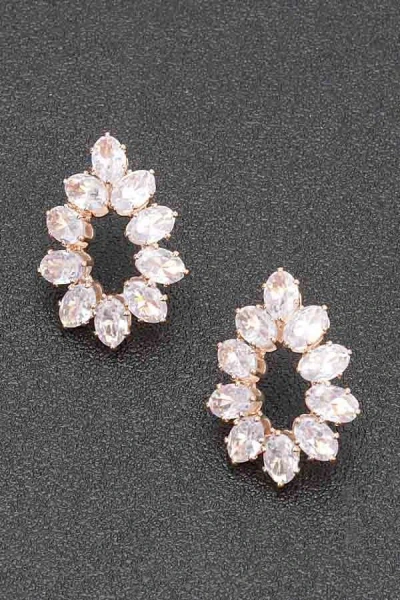 Fashnzfab Rhinestone Earring In Metallic