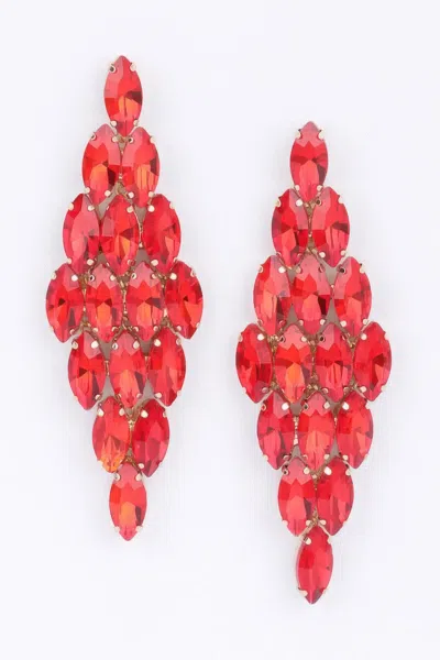 Fashnzfab Rhinestone Earring In Red