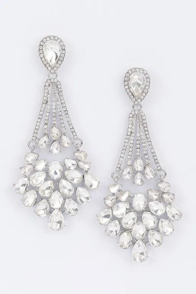 Fashnzfab Rhinestone Earring In Silver