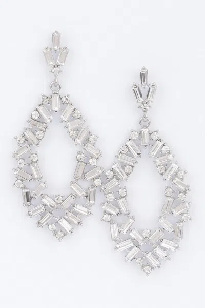 Fashnzfab Rhinestone Earring In Silver