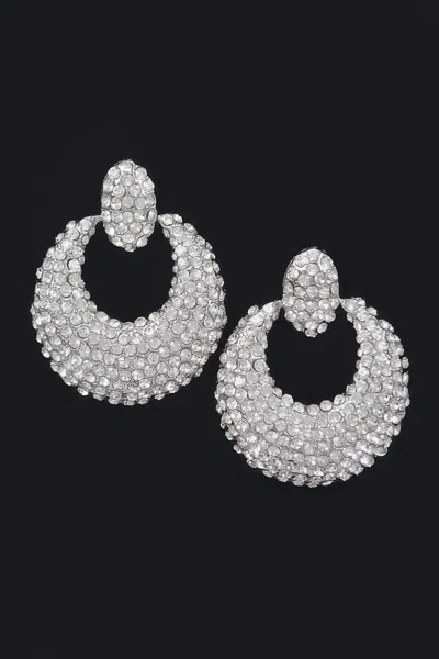 Fashnzfab Rhinestone Earring In Silver