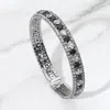 Fashnzfab Rhinestone Embellished Adjustable Evening Bracelet Black, Clear, Jet Black In Multi