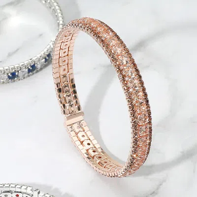 Fashnzfab Rhinestone Embellished Adjustable Evening Bracelet Peach In Pink