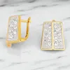 Fashnzfab Rhinestone Embellished Angled Metal Earrings - Clear, Rhodium, Gold In Gold