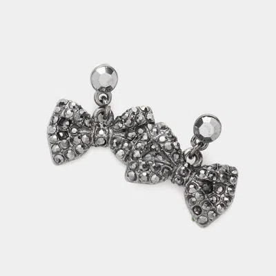Fashnzfab Rhinestone Embellished Bow Dangle Earrings In Multi